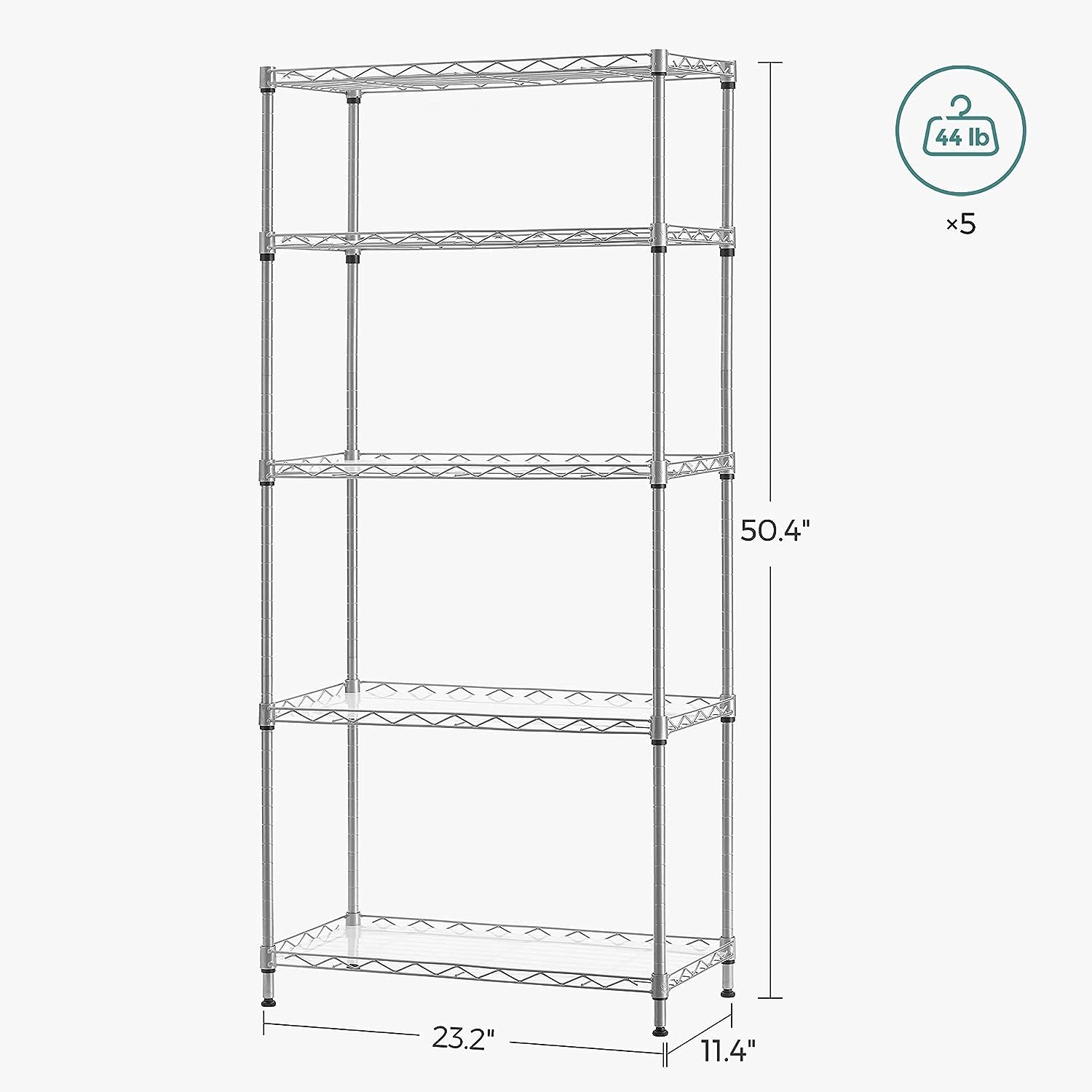 https://bigbigmart.com/wp-content/uploads/2023/08/SONGMICS-Kitchen-Shelf-Metal-Shelves-5-Tier-Wire-Shelving-Unit-with-8-Hooks-Narrow-Storage-Rack-with-PP-Shelf-Liners-Height-Adjustable-for-Bathroom-Pantry-Silver-ULGR065E014.jpg