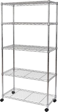 Seville Classics 5-Tier Wire Shelving with Wheels, 5-Tier, 30
