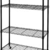 Seville Classics Solid Steel Wire Shelving Storage Unit Adjustable Shelves Organizer Rack, for Home, Kitchen, Office, Garage, Bedroom, Closet, Black, 4-Tier, 36" W x 14" D