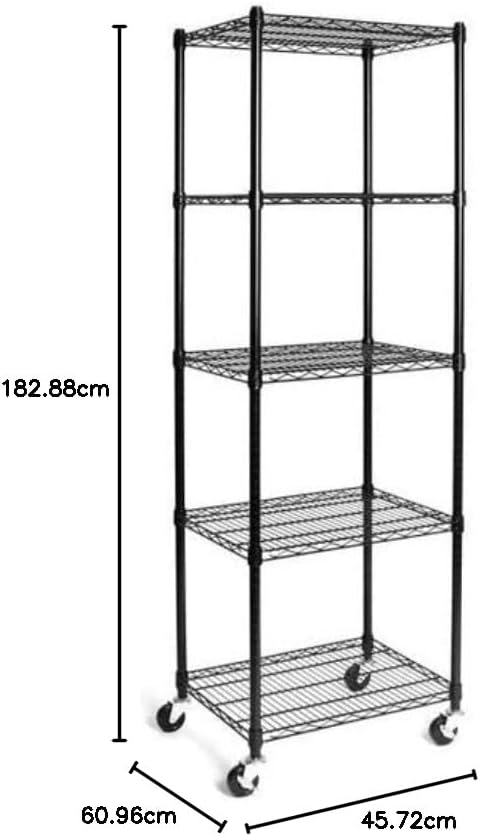 Seville Classics UltraDurable Commercial-Grade 5-Tier NSF-Certified Steel Wire Shelving with Wheels, 24 x 18 Chrome