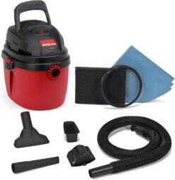 Shop-Vac 1.5 Gallon 2.0 Peak Wet Dry Vacuum, Portable Compact Shop Vacuum with Collapsible Handle Wall Bracket & Attachments, ‎2030100