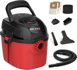 Shop-Vac 2021000 Micro Wet/Dry Vac Portable Compact Micro Vacuum with Collapsible Handle Wall Bracket & Multifunction Accessories Uses Type A Filter Bag & Type MM Foam Sleeve