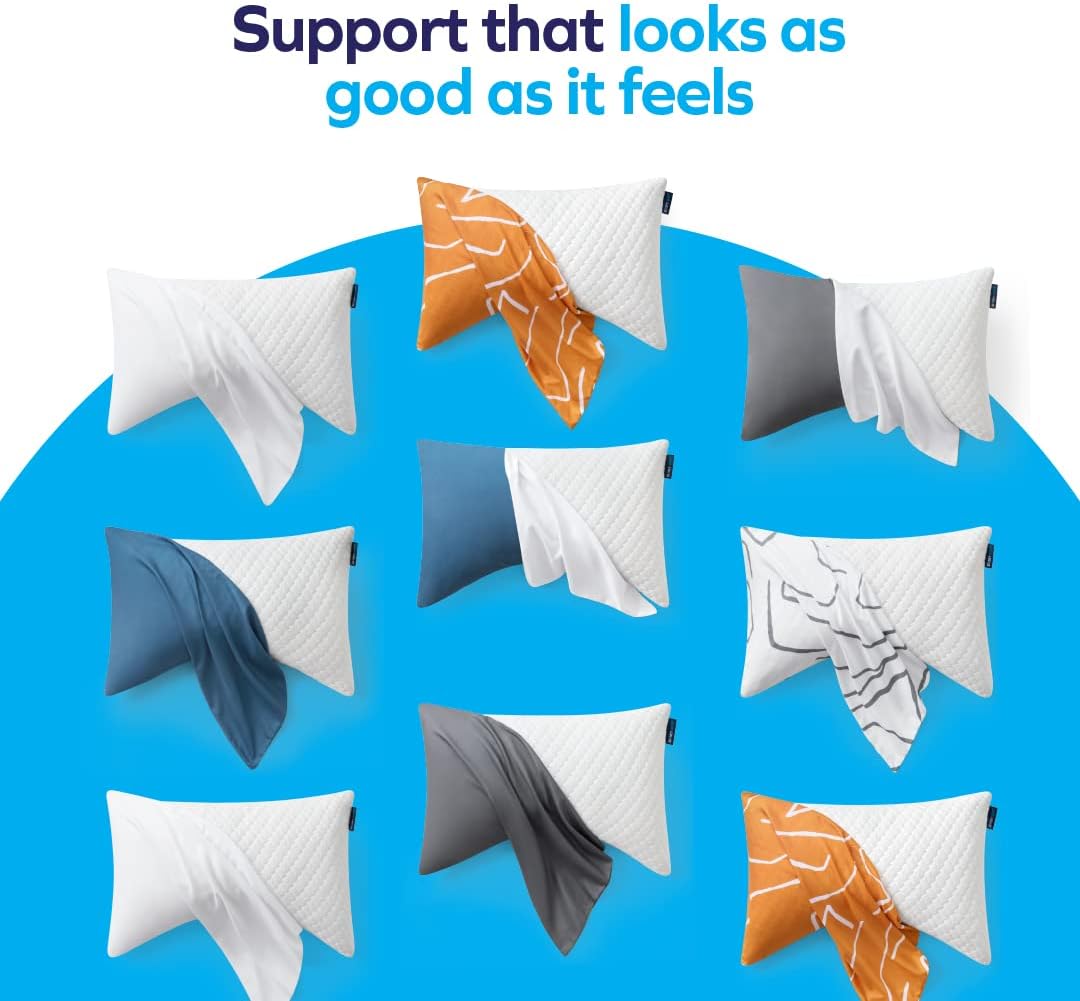 Sidney Sleep Bed Pillow for Side and Back Sleepers - Adjustable Filling - Memory Foam Pillow for Neck and Shoulder Pain - Customizable Loft - King Size - Additional Foam Bag Included (King, Grey)7