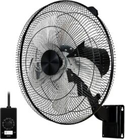 Simple Deluxe 18 Inch Household Commercial Wall Mount Fan 90 Degree Horizontal Oscillation, 5 Speed Settings 1 Pack,Black