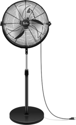 Simple Deluxe 20 Inch Pedestal Standing Fan, High Velocity, Heavy Duty Metal For Industrial, Commercial, Residential, Greenhouse Use, Black