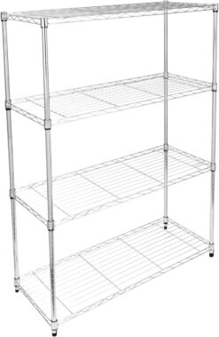 Simple Deluxe 4-Tier Heavy Duty Storage Shelving Unit, Chrome, 36Lx14Wx55.91H inch, 1 Pack