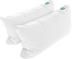 Sleepgram Bed Support Adjustable Hypoallergenic Cool Sleeping Loft Soft Pillow with Removeable Microfiber Cover, King Size, White (2 Pack)