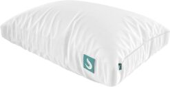 Sleepgram Bed Support Adjustable Hypoallergenic Cool Sleeping Loft Soft Pillow with Removeable Microfiber Cover, Queen Size, White