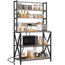 SmileMart 5-Tier Kitchen Baker’s Racks with Power Outlets for Kitchens, Gray