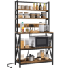 SmileMart 5-Tier Kitchen Baker’s Racks with Power Outlets for Kitchens, Rustic Brown