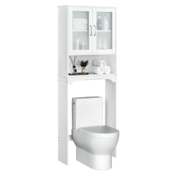 SmileMart Wooden Over the Toilet Storage Cabinet 3-Shelf for Bathroom, White