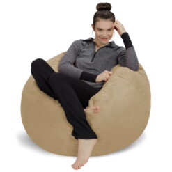 Sofa Sack Bean Bag Chair, Memory Foam Lounger with Microsuede Cover, Kids, 3 ft, Camel