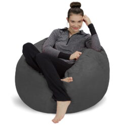 Sofa Sack Bean Bag Chair, Memory Foam Lounger with Microsuede Cover, Kids, 3 ft, Charcoal
