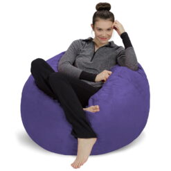 Sofa Sack Bean Bag Chair, Memory Foam Lounger with Microsuede Cover, Kids, 3 ft, Purple