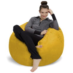 Sofa Sack Bean Bag Chair, Memory Foam Lounger with Microsuede Cover, Kids, 3 ft, Yellow