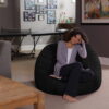 Sofa Sack Bean Bag Chair, Memory Foam Lounger with Microsuede Cover, Kids, Adults, 4 ft, Black