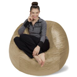 Sofa Sack Bean Bag Chair, Memory Foam Lounger with Microsuede Cover, Kids, Adults, 4 ft, Camel