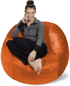 Sofa Sack Bean Bag Chair, Memory Foam Lounger with Microsuede Cover, Kids, Adults, 4 ft, Tangerine