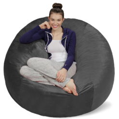 Sofa Sack Bean Bag Chair, Memory Foam Lounger with Microsuede Cover, Kids, Adults, 5 ft, Charcoal