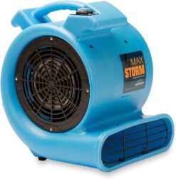 Soleaire Max Storm 1/2 HP Durable Lightweight Air Mover Carpet Dryer Blower Floor Fan for Pro Janitorial Cleaner, Blue, 1 Pack