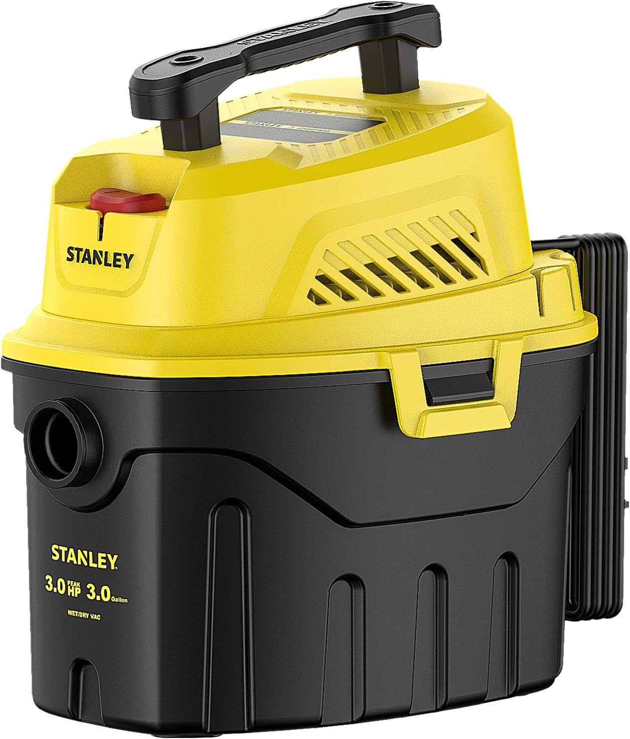 Stanley SL18910P-3 Wet/Dry, 3 Gallon, 3 Horsepower, Portable Car Vacuum,  3.0 HP AC, Black+Yellow