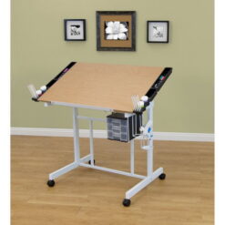 Studio Designs Deluxe Metal Drafting Table with Storage, White
