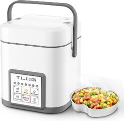 TLOG Mini Rice Cooker 2.5 Cups Uncooked, Healthy Ceramic Coating Portable Rice Cooker, 1.2L Travel Rice Cooker Small for 1-3 People, Personal Rice maker, Food Steamer, 12 Hours delay timer, Multi-cooker for Grains, Oats, Grey-2
