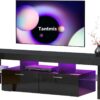 Tantmis Black LED TV Stand for 55/65/70/75 inch TV, TV Media Center, Modern Entertainment Center with Large Storage for Living Room, Bedroom, Gaming TV Stand, 63'W*14'D*18'H