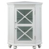 Teamson Home Blue Ridge Corner Wooden Floor Cabinet with Adjustable Shelves, White