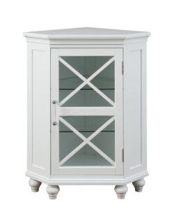 Teamson Home Blue Ridge Corner Wooden Floor Cabinet with Adjustable Shelves, White