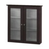 Teamson Home Chesterfield Removable Wooden Wall Cabinet with 2 Waffle Glass Doors, Espresso