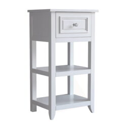 Teamson Home Dawson Wooden Floor Cabinet with Cross Molding and Drawer, White