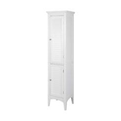 Teamson Home Glancy Bathroom Storage Linen Cabinet with 2 Doors 5 Tier Shelves, White