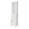 Teamson Home Newport Contemporary Wooden Linen Tower Storage Cabinet with Shelves, White