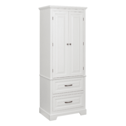 Teamson Home St. James Wooden Linen Tower Cabinet with 2 Drawers, White