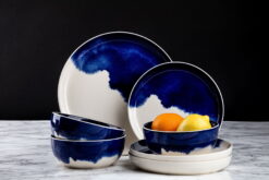 Thyme & Table Dinnerware Blue Drip Stoneware, 12 Piece Set