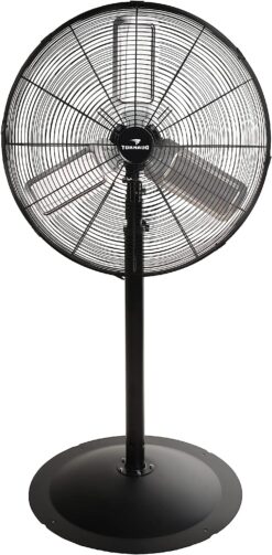 Tornado 24 Inch High Velocity Oscillating Metal Pedestal Fan Commercial, Industrial Use 3 Speed 7600 CFM 1/4 HP 6.6 FT Cord UL Safety Listed