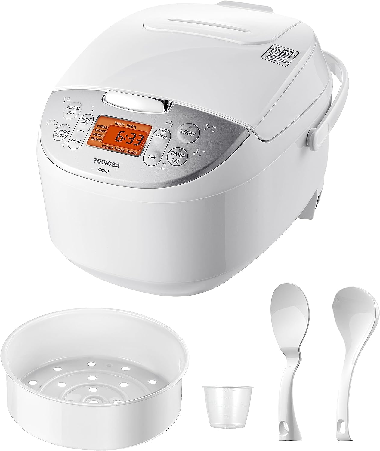 Toshiba Rice Cooker 6 Cup Uncooked – Japanese Rice Cooker with Fuzzy Logic  Technology, 7 Cooking Functions, Digital Display, 2 Delay Timers and Auto  Keep Warm, Non-Stick Inner Pot, White: Home & Kitchen 