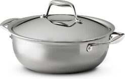 Tramontina 80116/068DS Gourmet Stainless Steel Induction-Ready Tri-Ply Clad Covered Universal Pan, 4-Quart, NSF-Certified, Made in Brazil