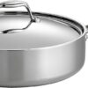 Tramontina Covered Deep Saute Pan Stainless Steel Tri-Ply Clad 6 Qt, 80116/073DS