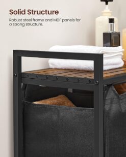 VASAGLE Laundry Hamper, Laundry Basket, Laundry Sorter with 3 Pull-Out and Removable Bags, Rustic Brown and Black UBLH301B01