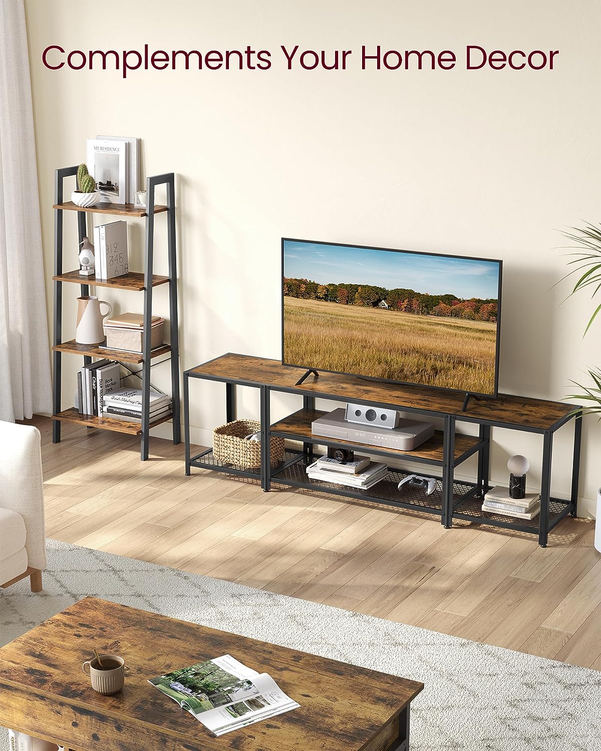 VASAGLE Modern TV Stand for TVs up to 75 Inches, 3-Tier Entertainment Center,, VASAGLE Modern TV Stand for TVs up to 75 Inches, 3-Tier Entertainment Center