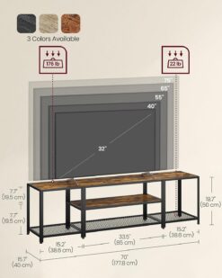 VASAGLE Modern TV Stand for TVs up to 75 Inches, 3-Tier Entertainment Center