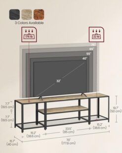 VASAGLE Modern TV Stand for TVs up to 75 Inches, 3Tier Entertainment Center