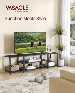 VASAGLE Modern TV Stand for TVs up to 75 Inches, 3Tier Entertainment Center, Industrial TV Console Table with Open Storage Shelves, for Living Room
