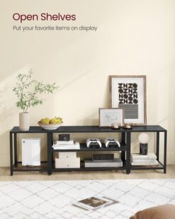 VASAGLE Modern TV Stand for TVs up to 75 Inches, 3Tier Entertainment Center, Industrial TV Console Table with Open Storage Shelves, for Living Room
