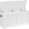 VASAGLE Storage Chest, Storage Trunk with 2 Safety Hinges, Storage Bench, Shoe Bench, Modern Style, 15.7 x 39.4 x 18.1 Inches, for Entryway, Bedroom, Living Room, White ULSB061T10