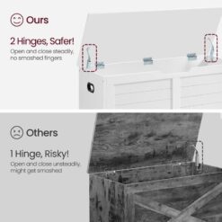 VASAGLE Storage Chest, Storage Trunk with 2 Safety Hinges, Storage Bench, Shoe Bench, Modern Style, 15.7 x 39.4 x 18.1 Inches, for Entryway, Bedroom, Living Room, White ULSB061T10