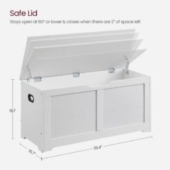 VASAGLE Storage Chest, Storage Trunk with 2 Safety Hinges, Storage Bench, Shoe Bench, Modern Style, 15.7 x 39.4 x 18.1 Inches, for Entryway, Bedroom, Living Room, White ULSB061T10