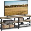VASAGLE TV Stand, TV Console for TVs Up to 70 Inches, TV Table, 63 Inches Width, TV Cabinet with Storage Shelves, Steel Frame, for Living Room, Bedroom, Turquoise Brown and Black ULTV095B60